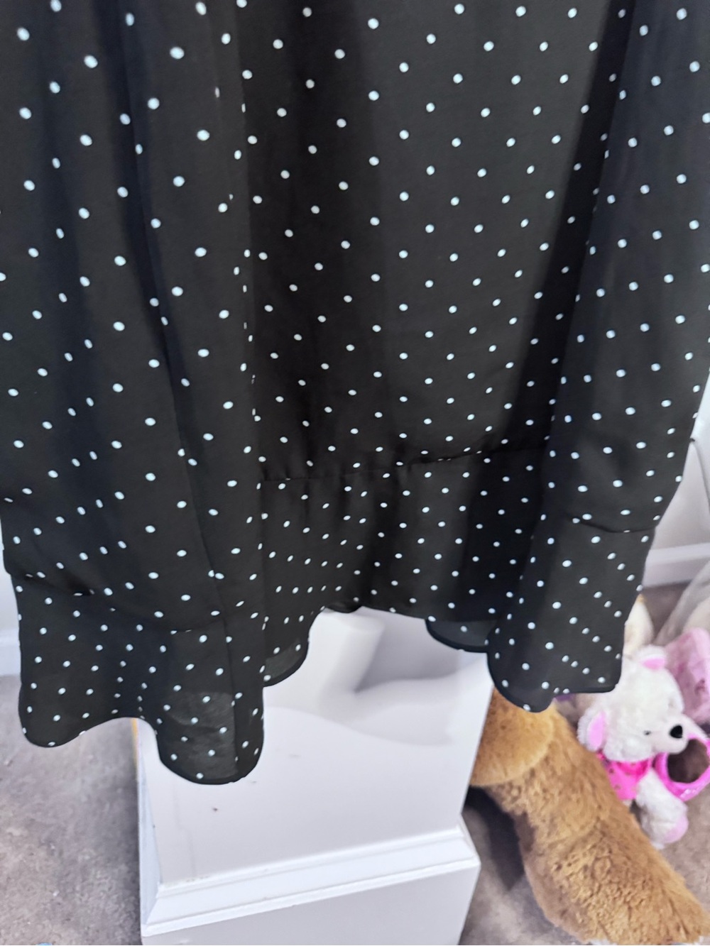 Banana Republic Black White Polka Dot Ruffle Wrap Dress Size 10 Midi Flounce - Picture 6 of 8